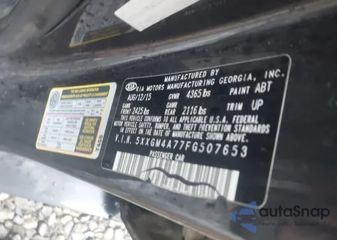 2015 Kia Optima Lx z USA, uszkodzony, nr VIN 5XXGM4A77FG507653